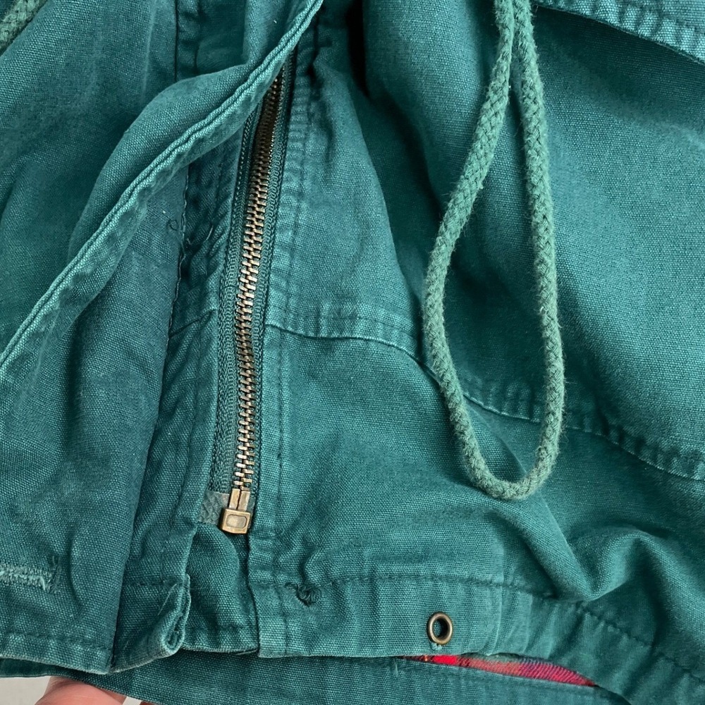 Vintage Express Forest Green Plaid Lined Hooded Anorak Parka Jacket M - Picture 8 of 8